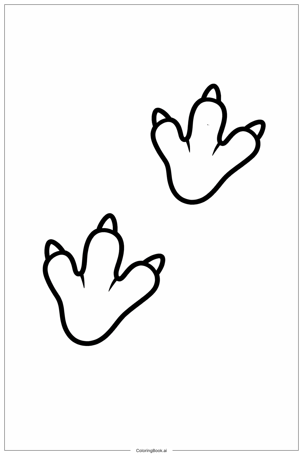  侏罗纪公园两只恐龙脚印填色页 