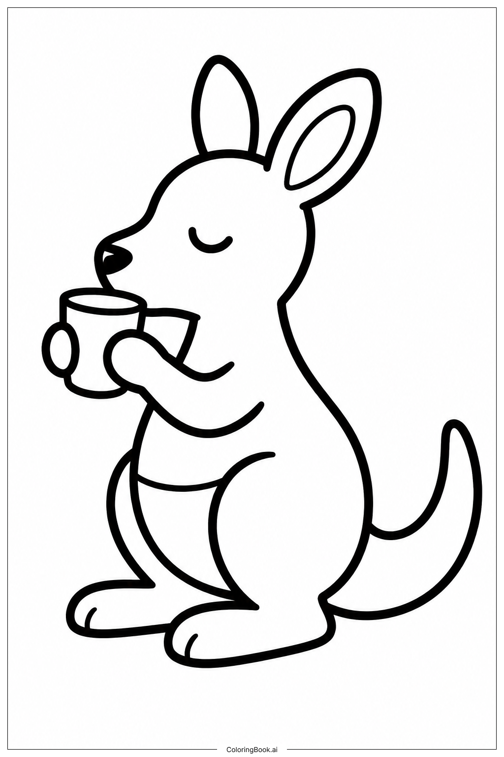  Page de coloriage Kangaroo buvant de l'eau 