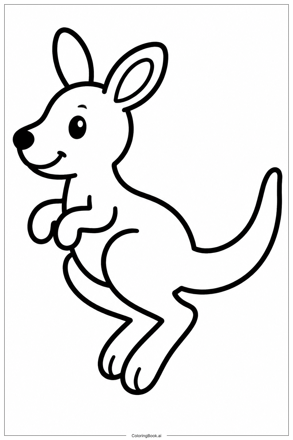  Page de coloriage Kangourou qui saute 