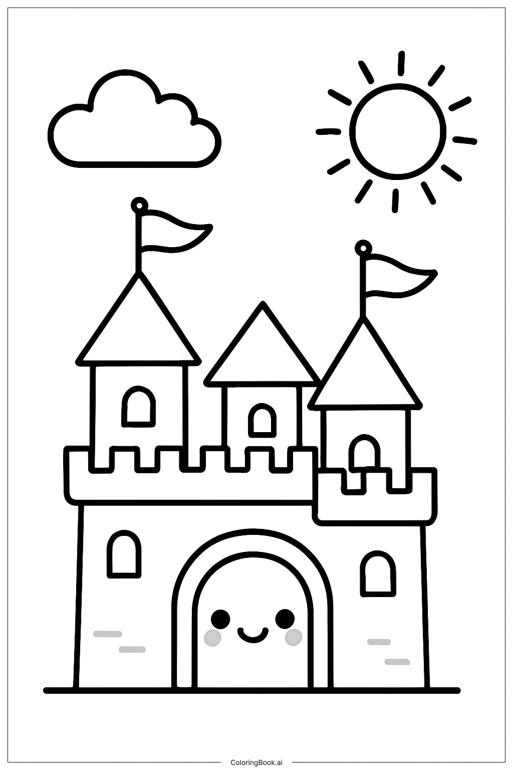  Kawaii Castle Play Coloring Page 