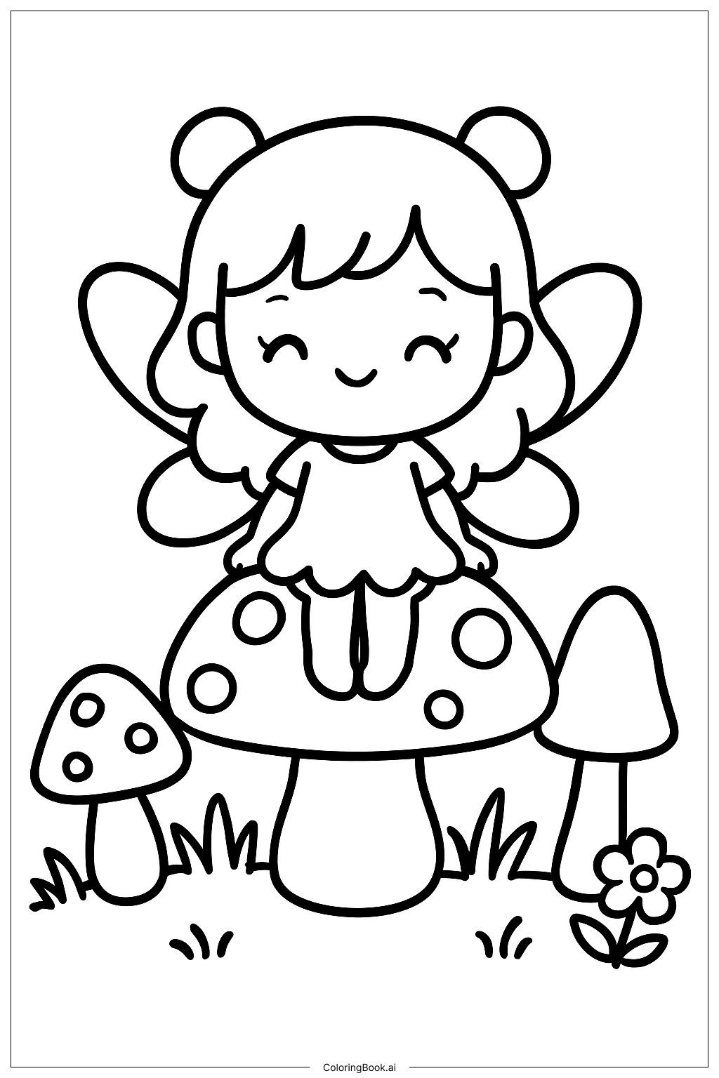  Trang tô màu Tiên Kawaii Và Nấm Đỏ 