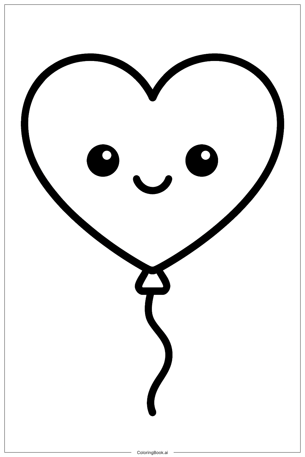 Kawaii Heart Balloon Coloring Page (Free PDF\u0026PNG Printable), image size:1024x1536