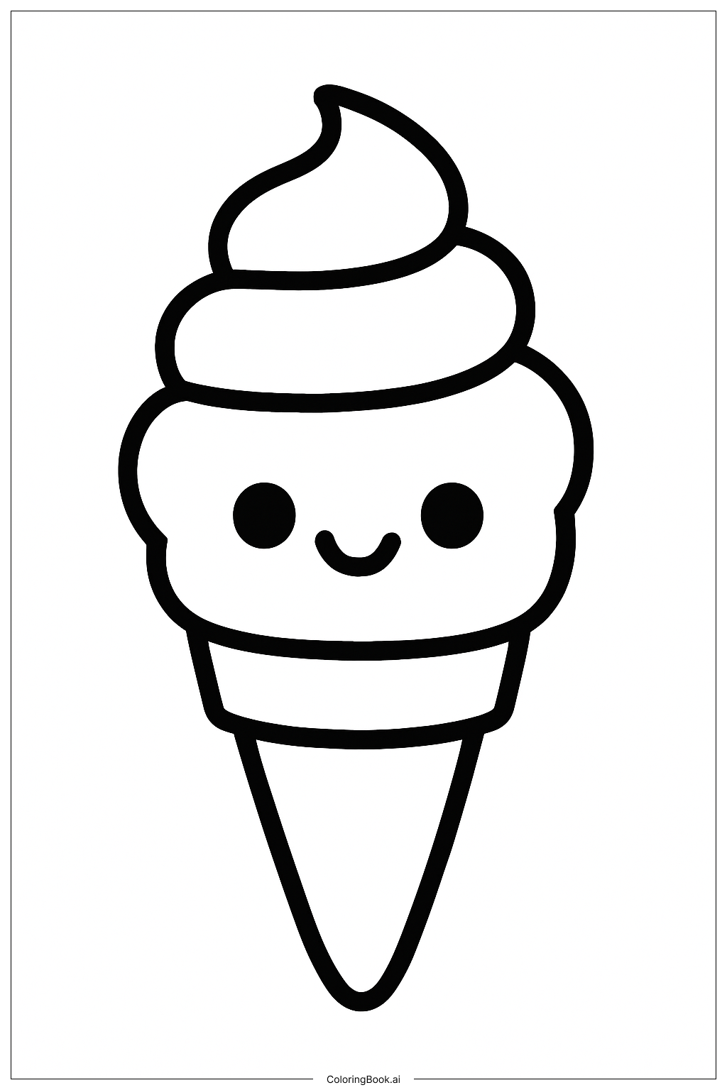  Kawaii Ice Cream Cone Coloring Page 