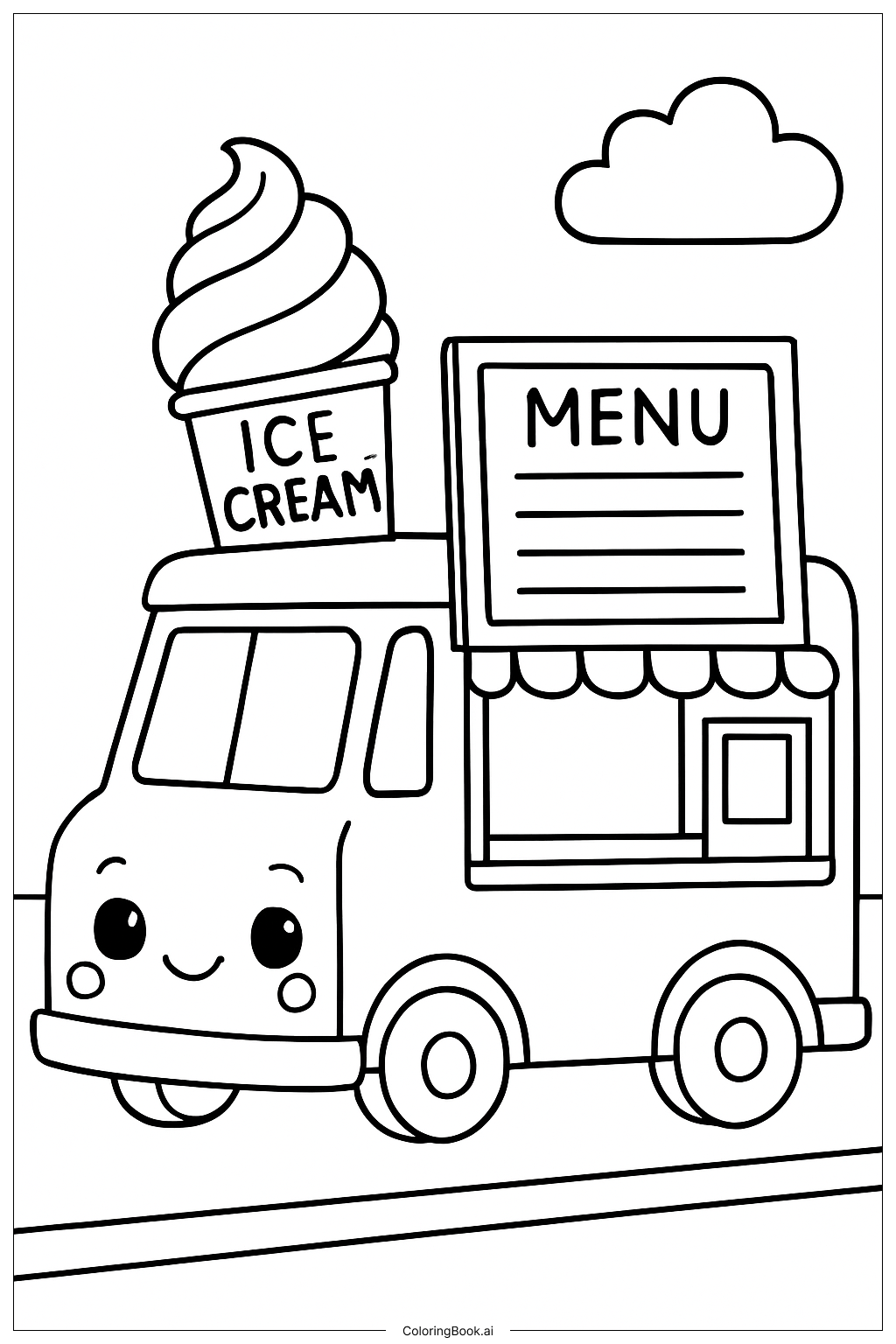  Trang tô màu Xe Kem Dễ Thương 