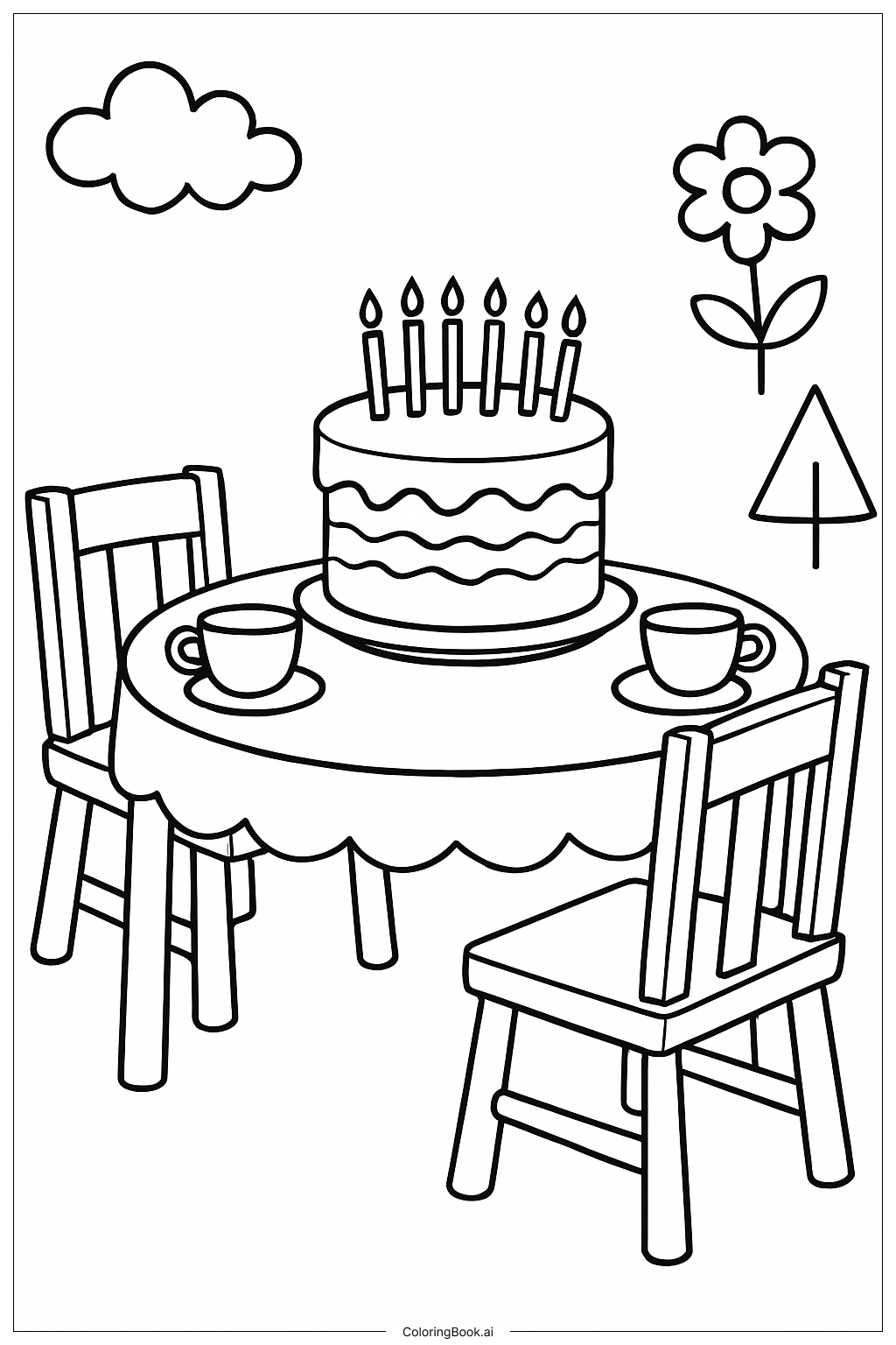  Kids Tea Cake Party Coloring Page 