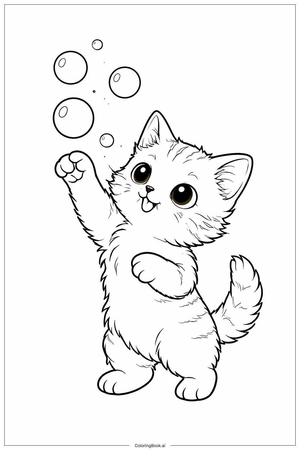  Trang tô màu Những chú mèo con đuổi theo bong bóng 