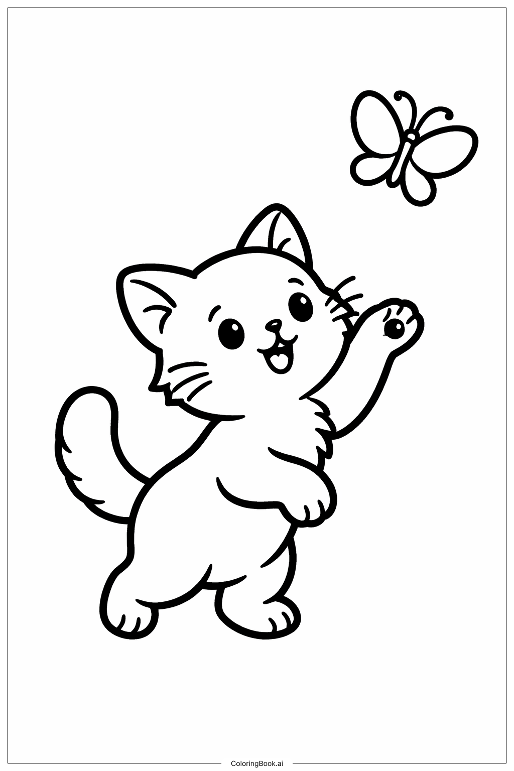  Trang tô màu Những chú mèo con đuổi theo bướm 