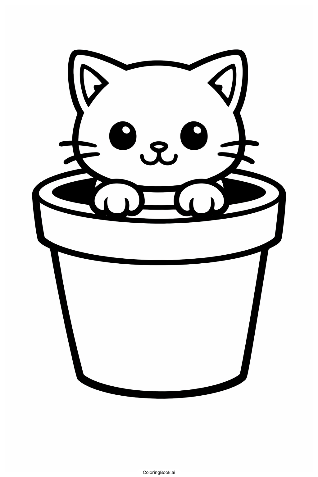  Trang tô màu Mèo con trong chậu hoa 