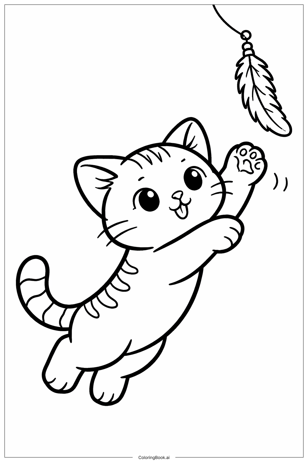  Trang tô màu Mèo Con Chơi Với Lông Vũ 