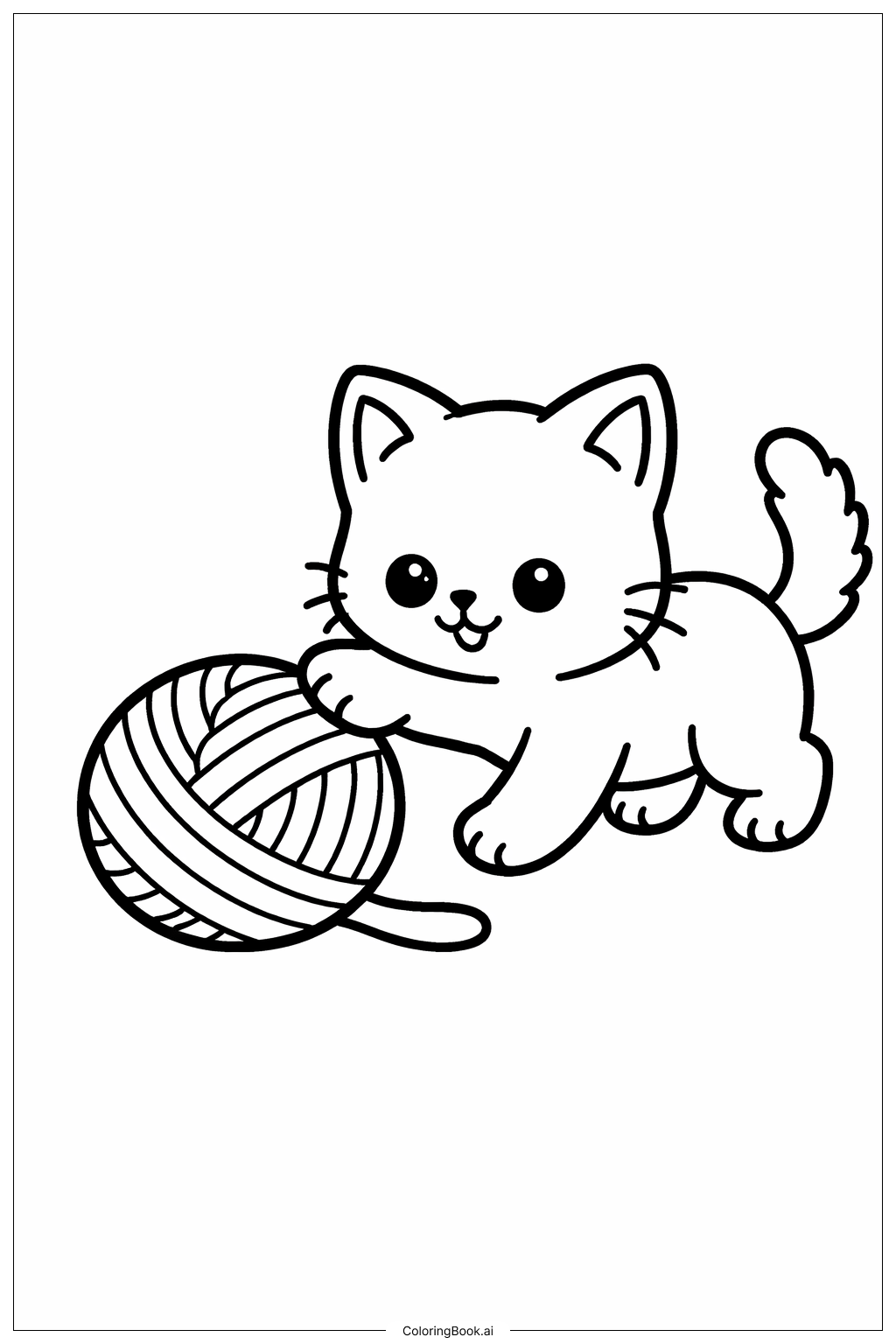  Trang tô màu Mèo Con Chơi Với Quả Bóng Len 