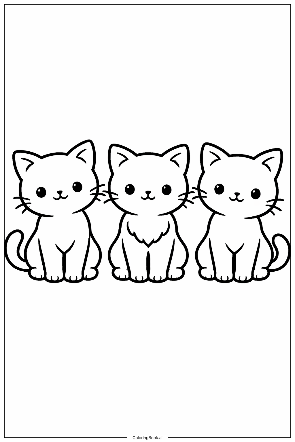  Trang tô màu Những chú mèo con ngồi cùng nhau 