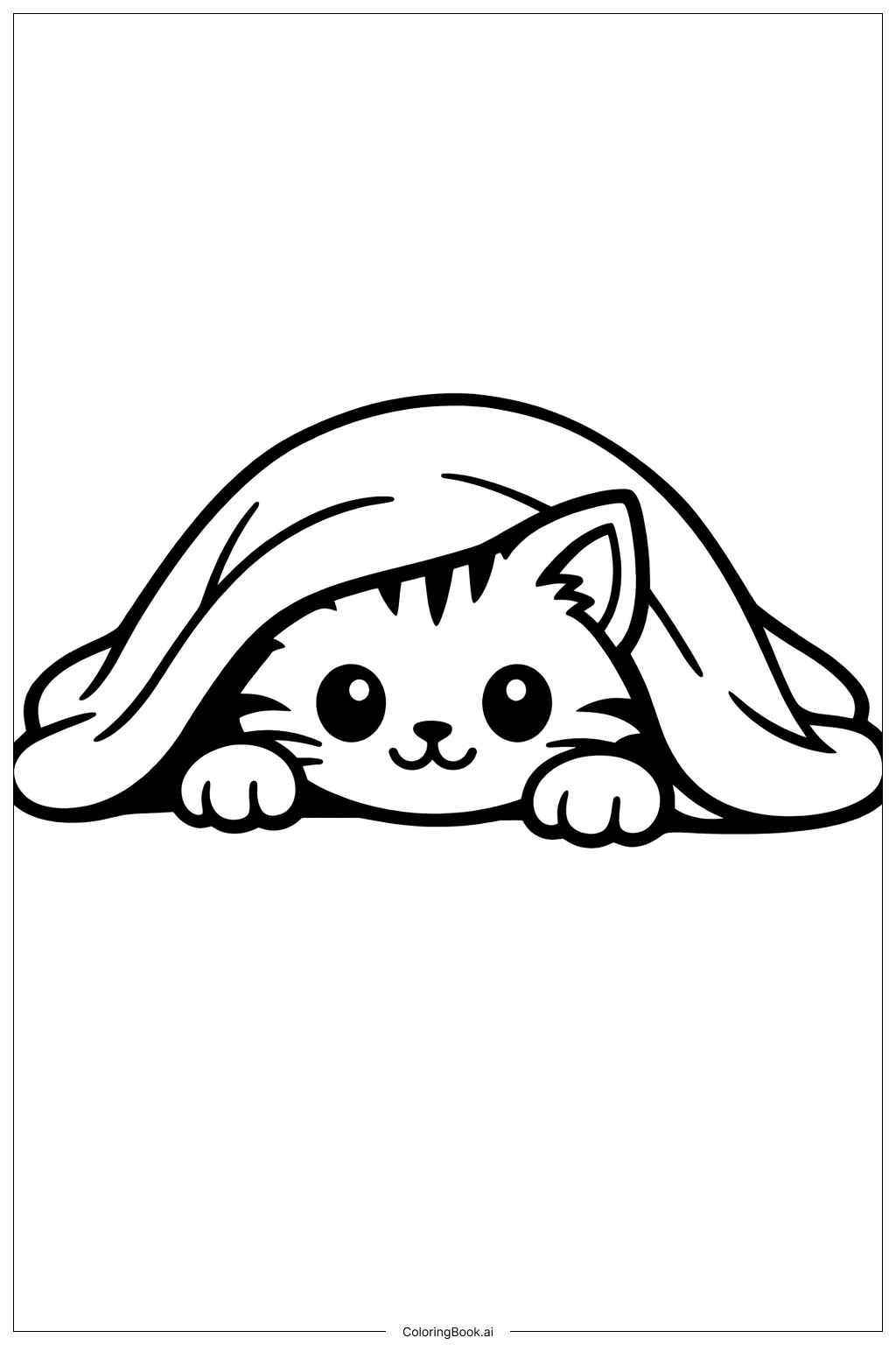  Trang tô màu Mèo con Dưới Chăn 