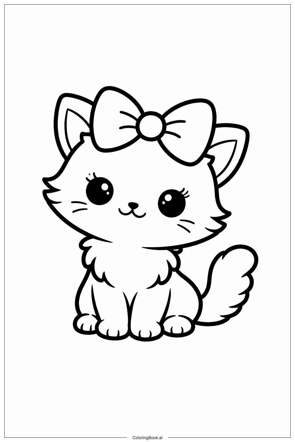  Trang tô màu Mèo Con Đeo Nơ 