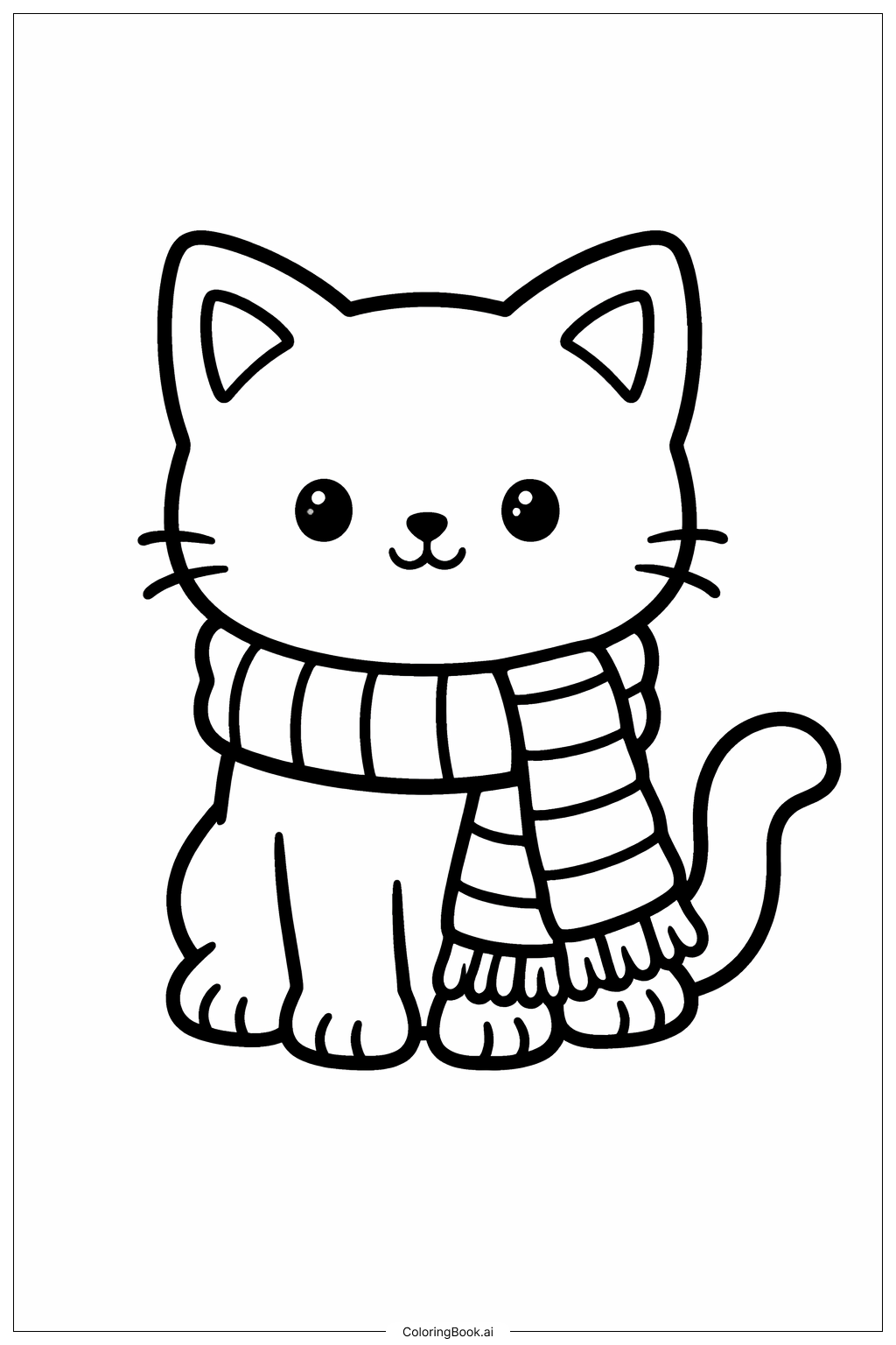  Trang tô màu Mèo Con Đeo Khăn Quàng 