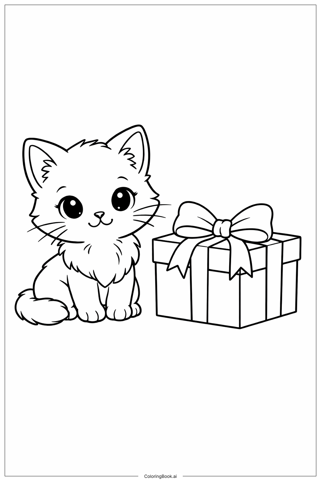  Trang tô màu Những chú mèo con với hộp quà 