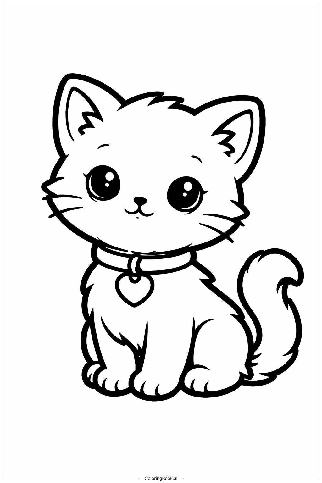  Trang tô màu Những chú mèo con đeo vòng cổ hình trái tim 