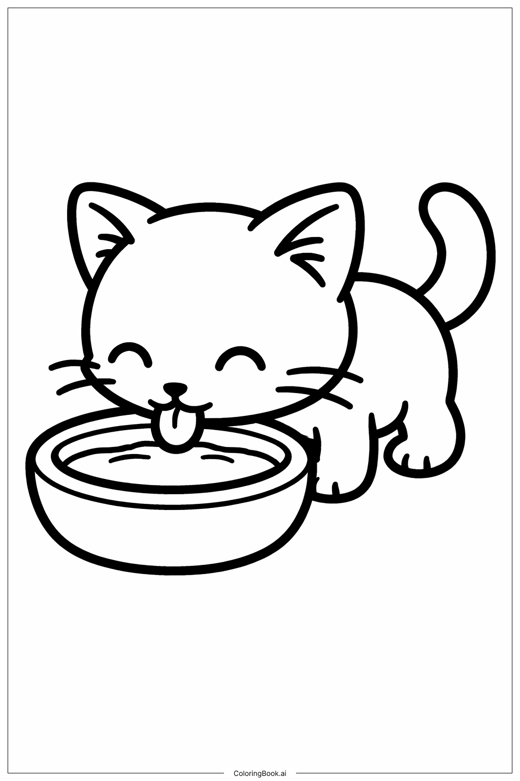  Trang tô màu Mèo con với bát sữa 