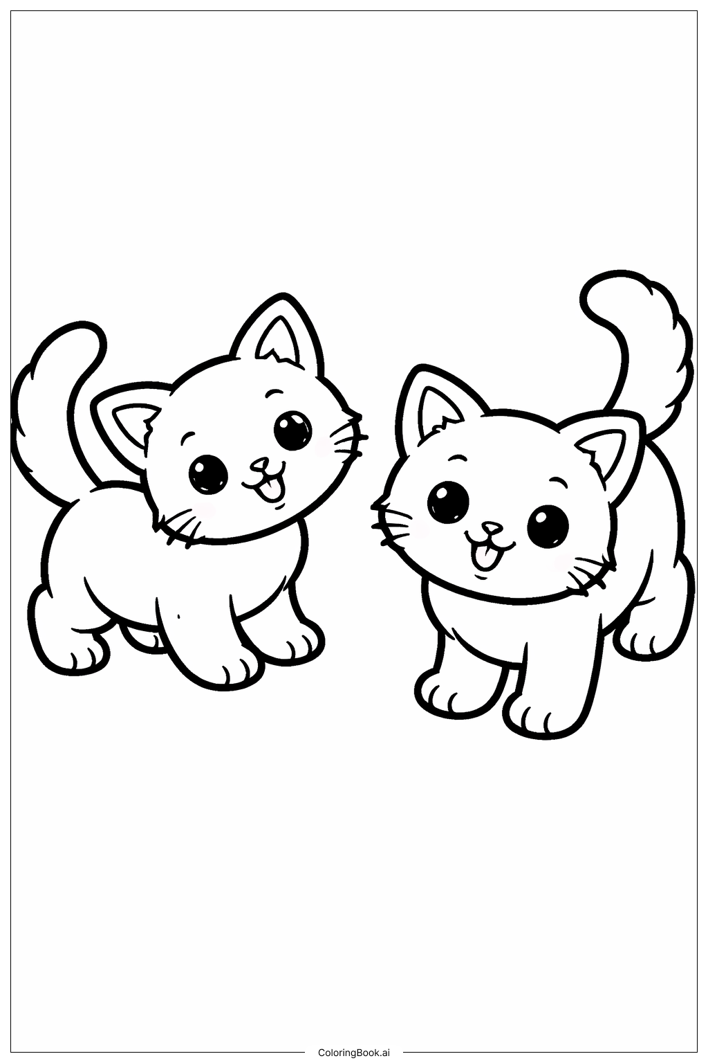  Page de coloriage Chatons avec des queues 