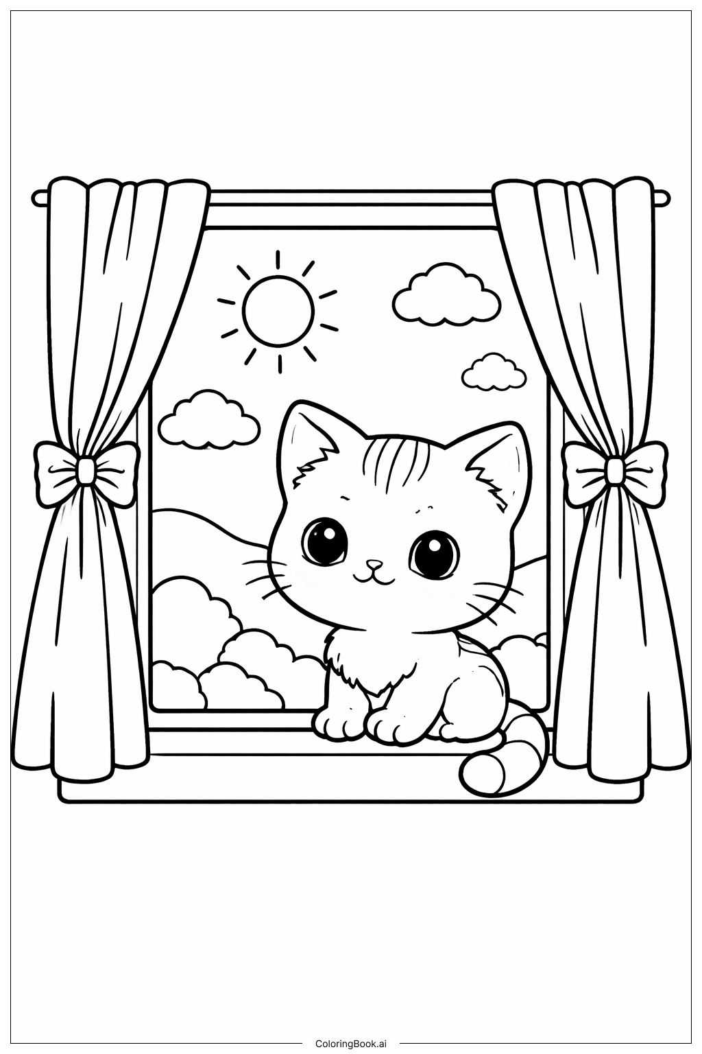  窗邊的小貓著色頁 