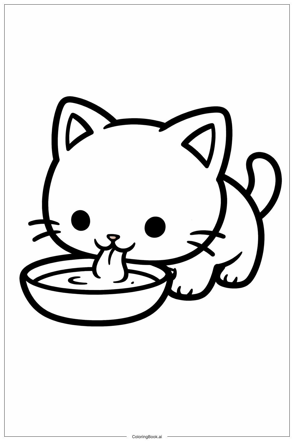  小貓咪喝牛奶著色頁 