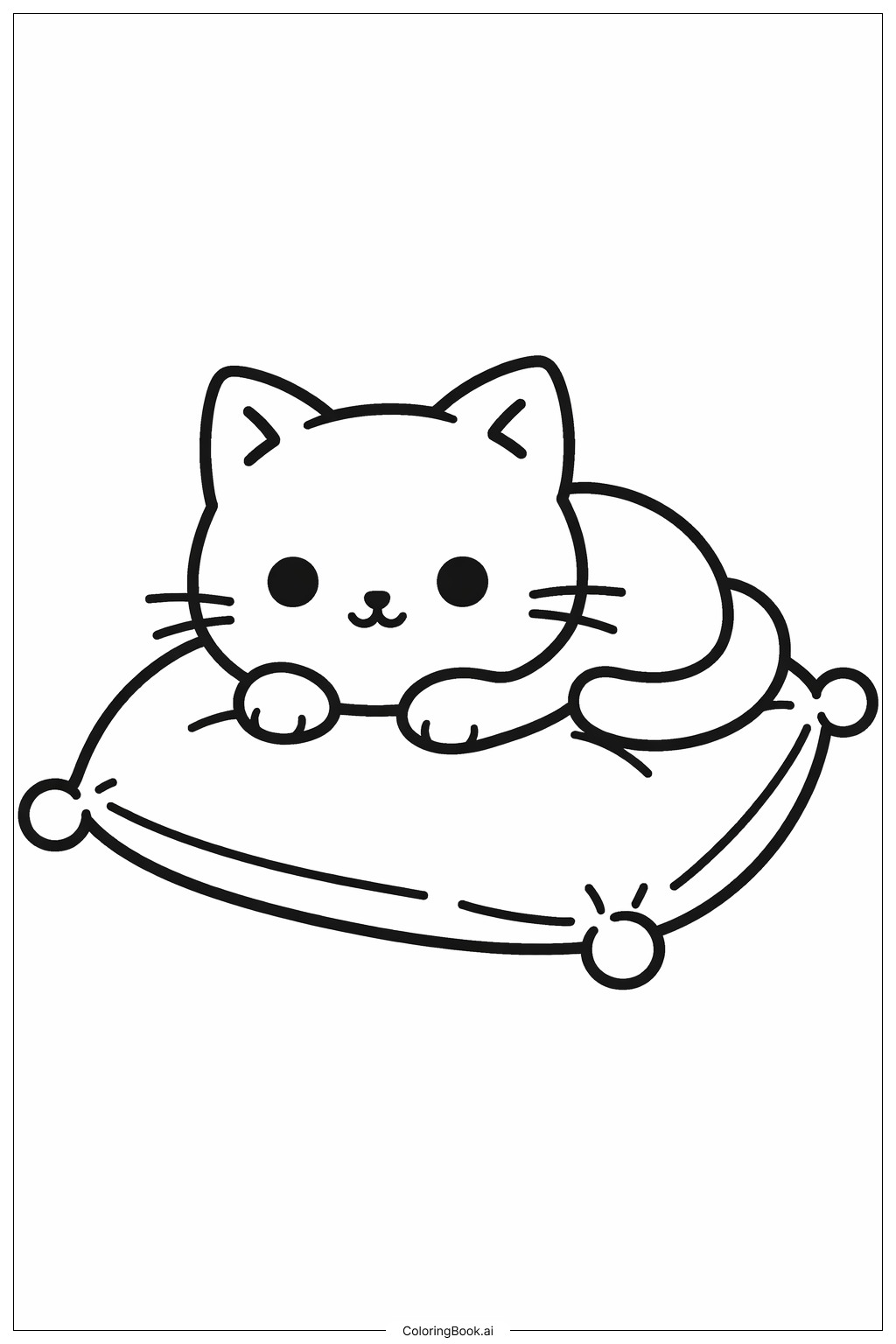  枕頭上的小貓著色頁 