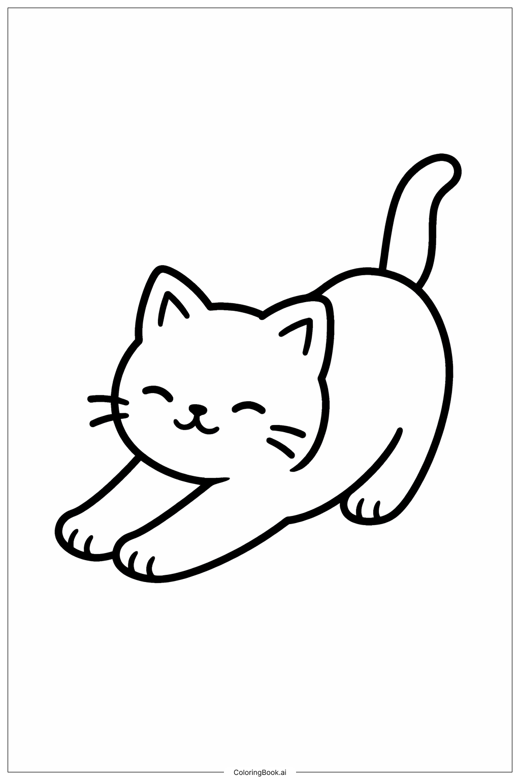  小猫伸展填色页 