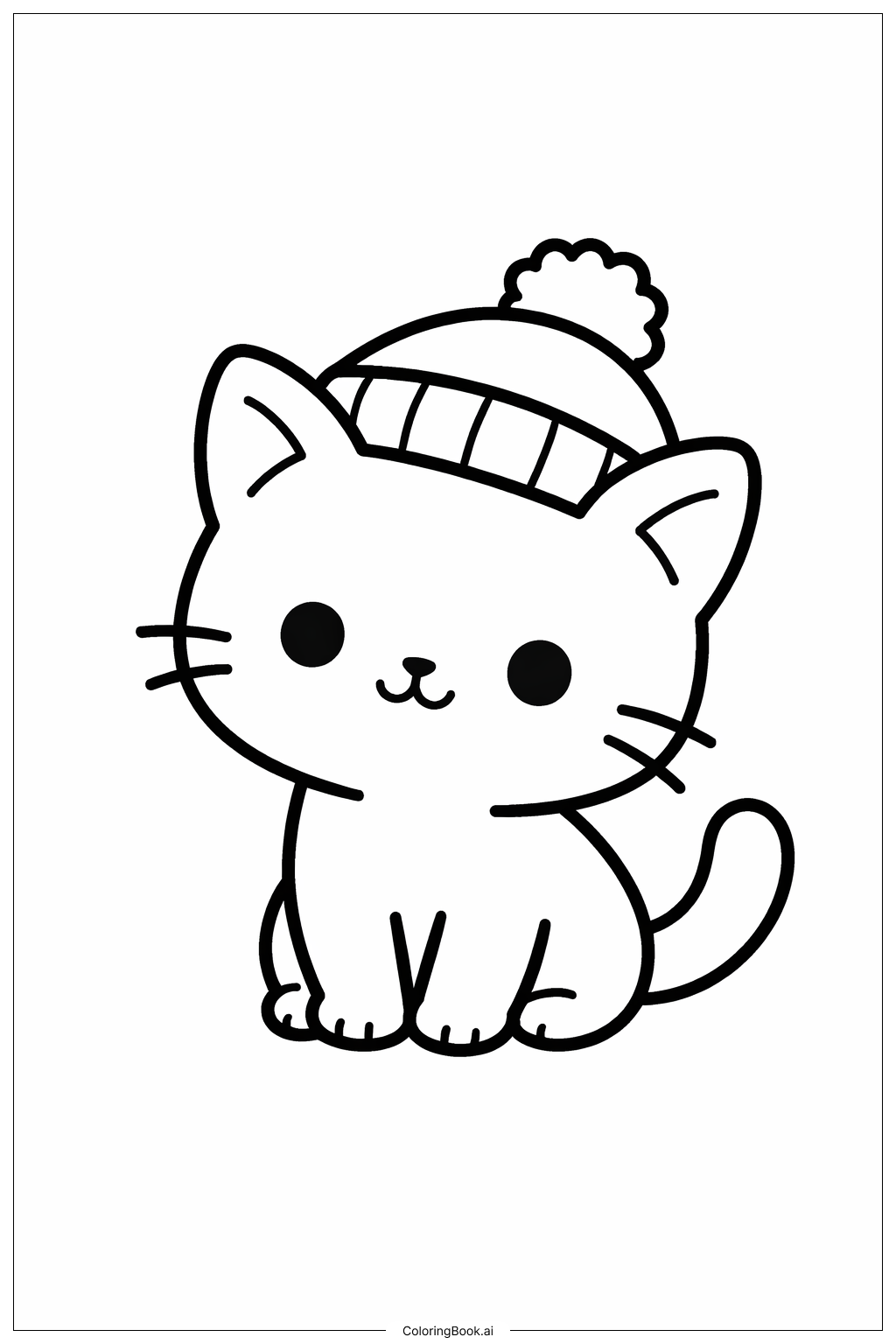  戴帽子的貓咪著色頁 