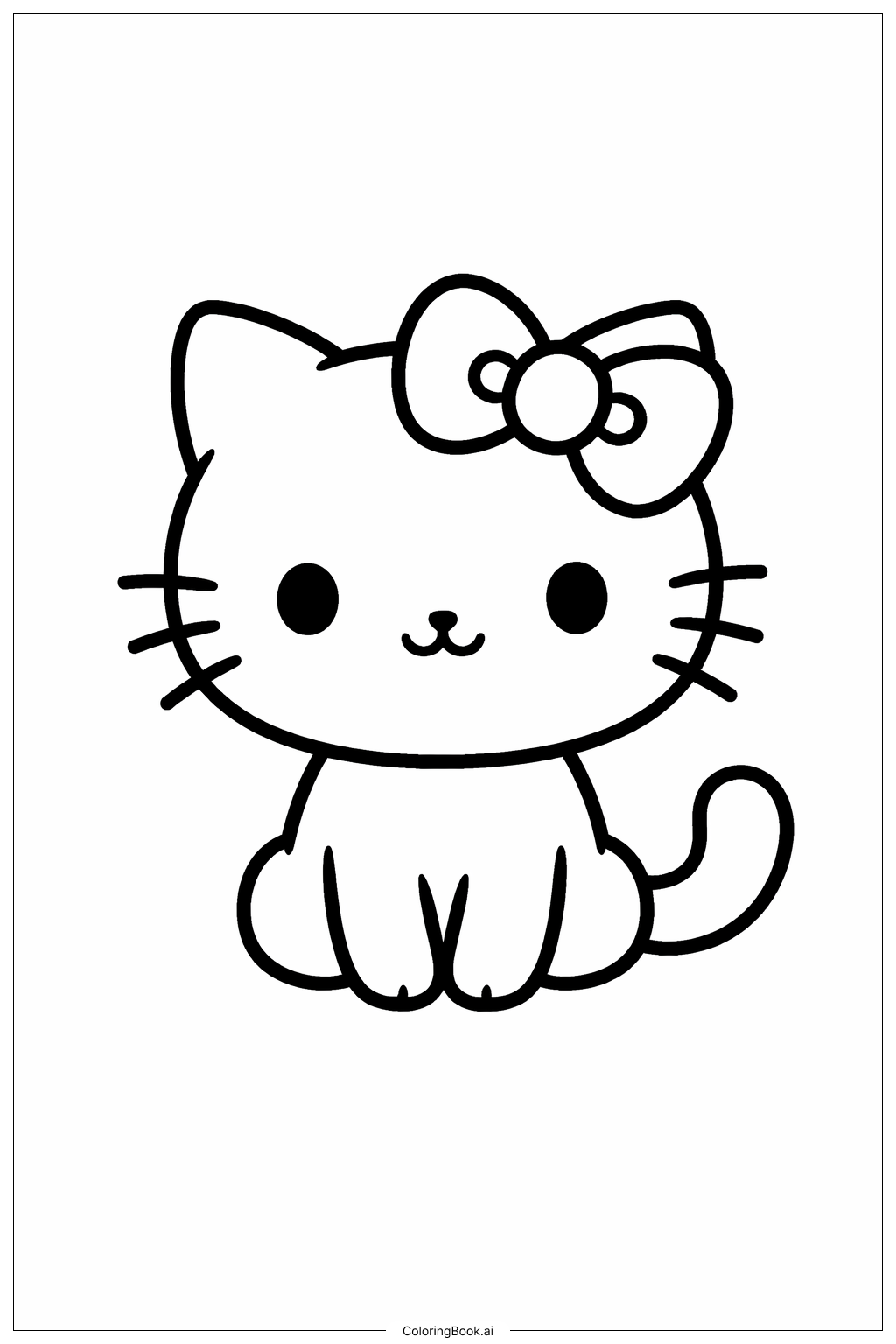  戴蝴蝶結的小貓著色頁 