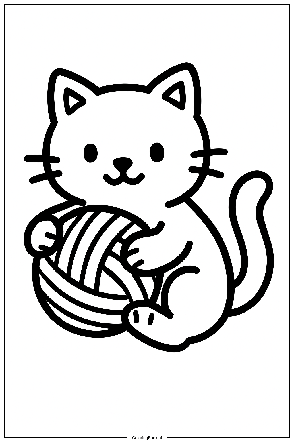 Kitty Holding Yarn Coloring Page 