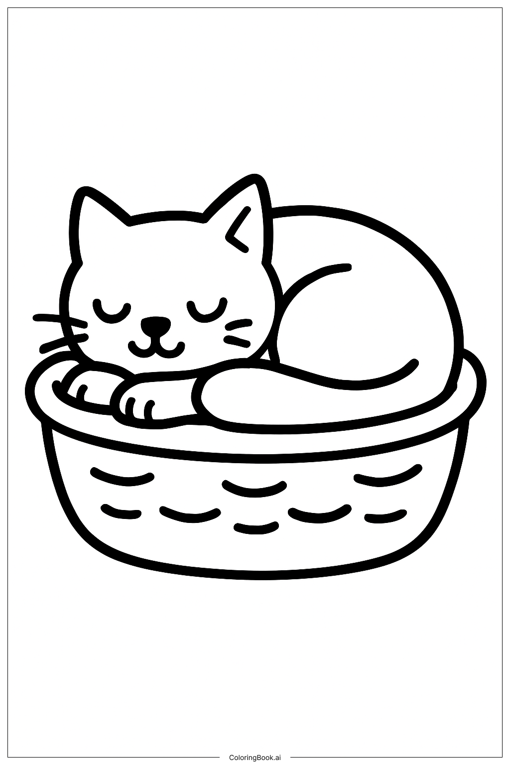  Kitty In Basket Coloring Page 