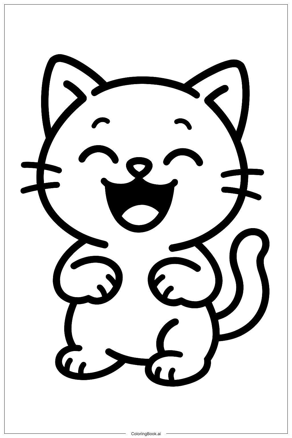  Kitty Laughing Coloring Page 