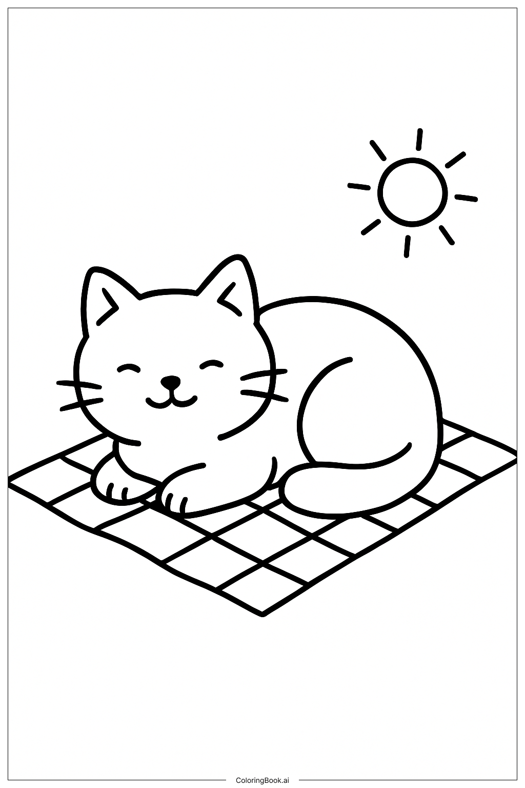  Kitty On Blanket Coloring Page 