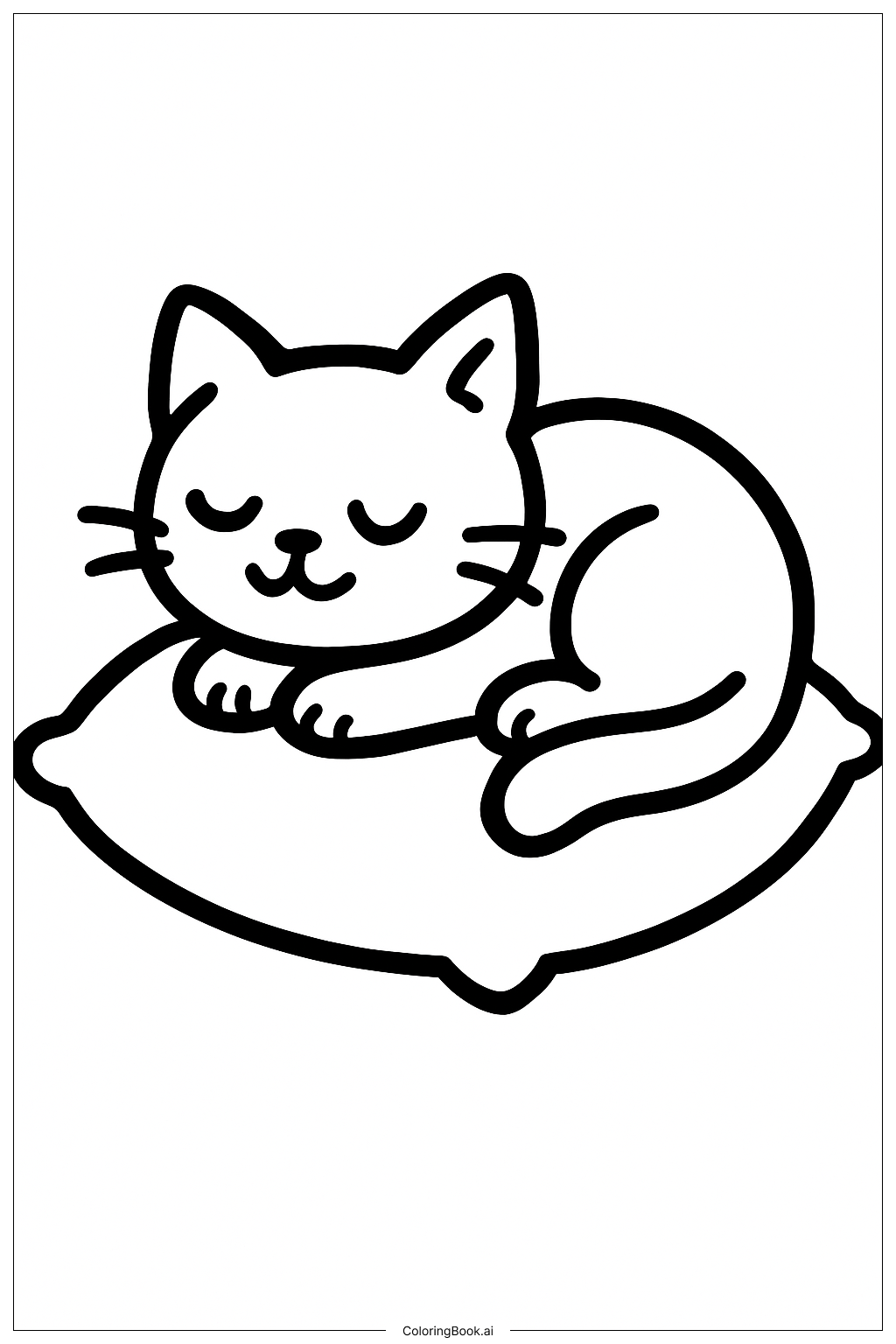  Trang tô màu Mèo Con Trên Gối 