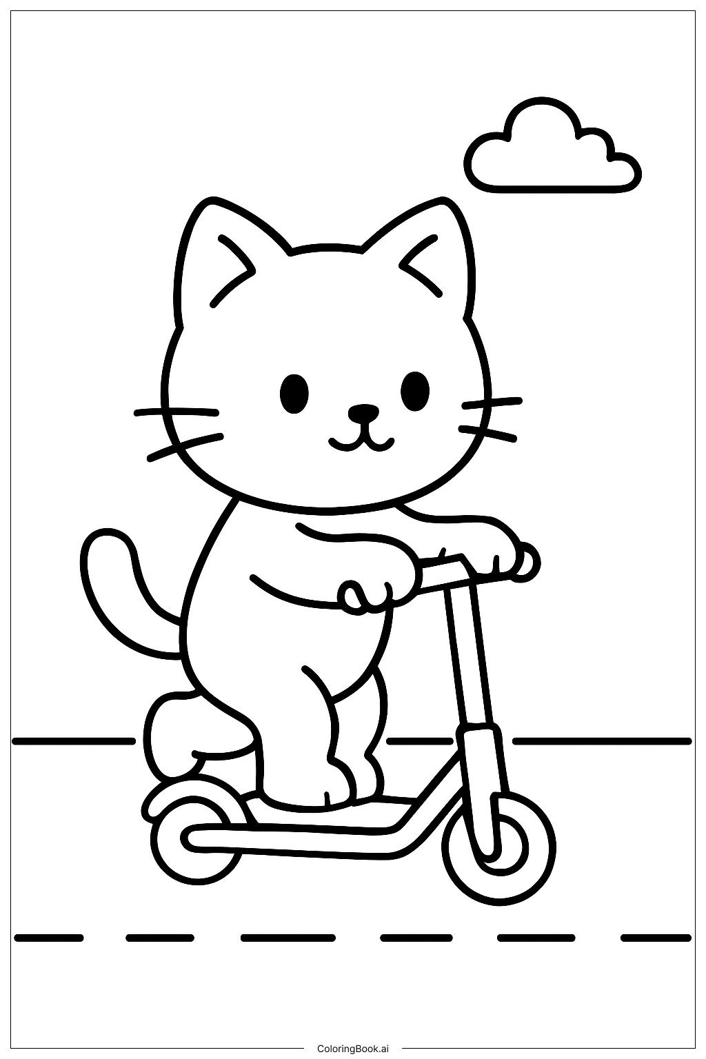  Kitty On Scooter Coloring Page 