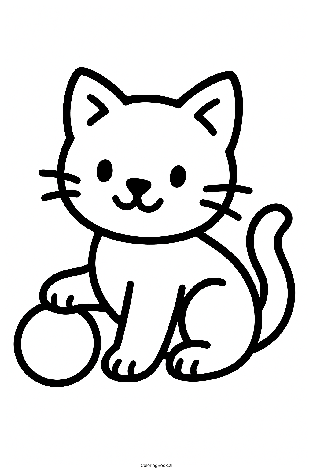  Kitty With Ball Coloring Page 