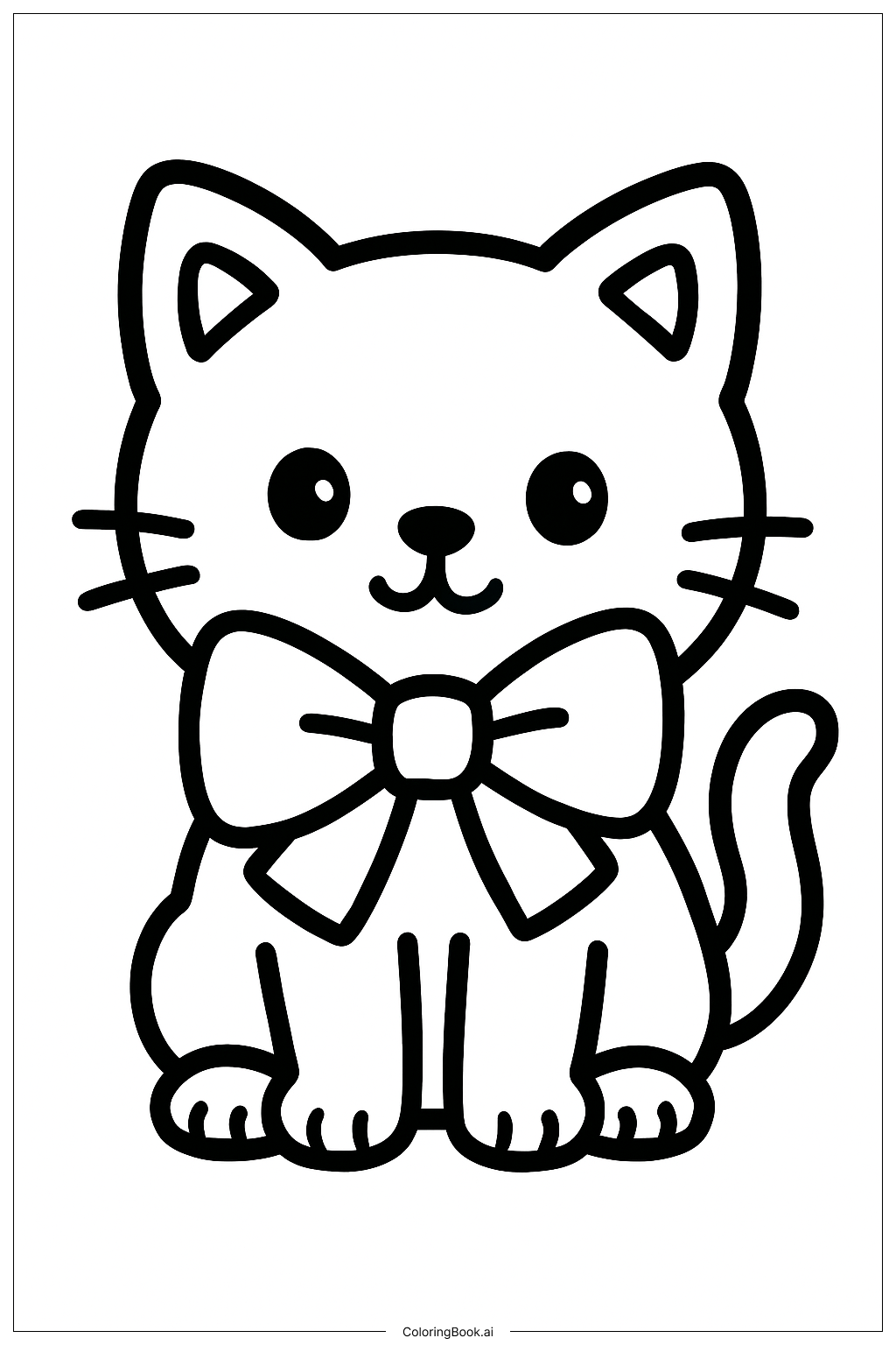  Kitty With Bow Coloring Page 