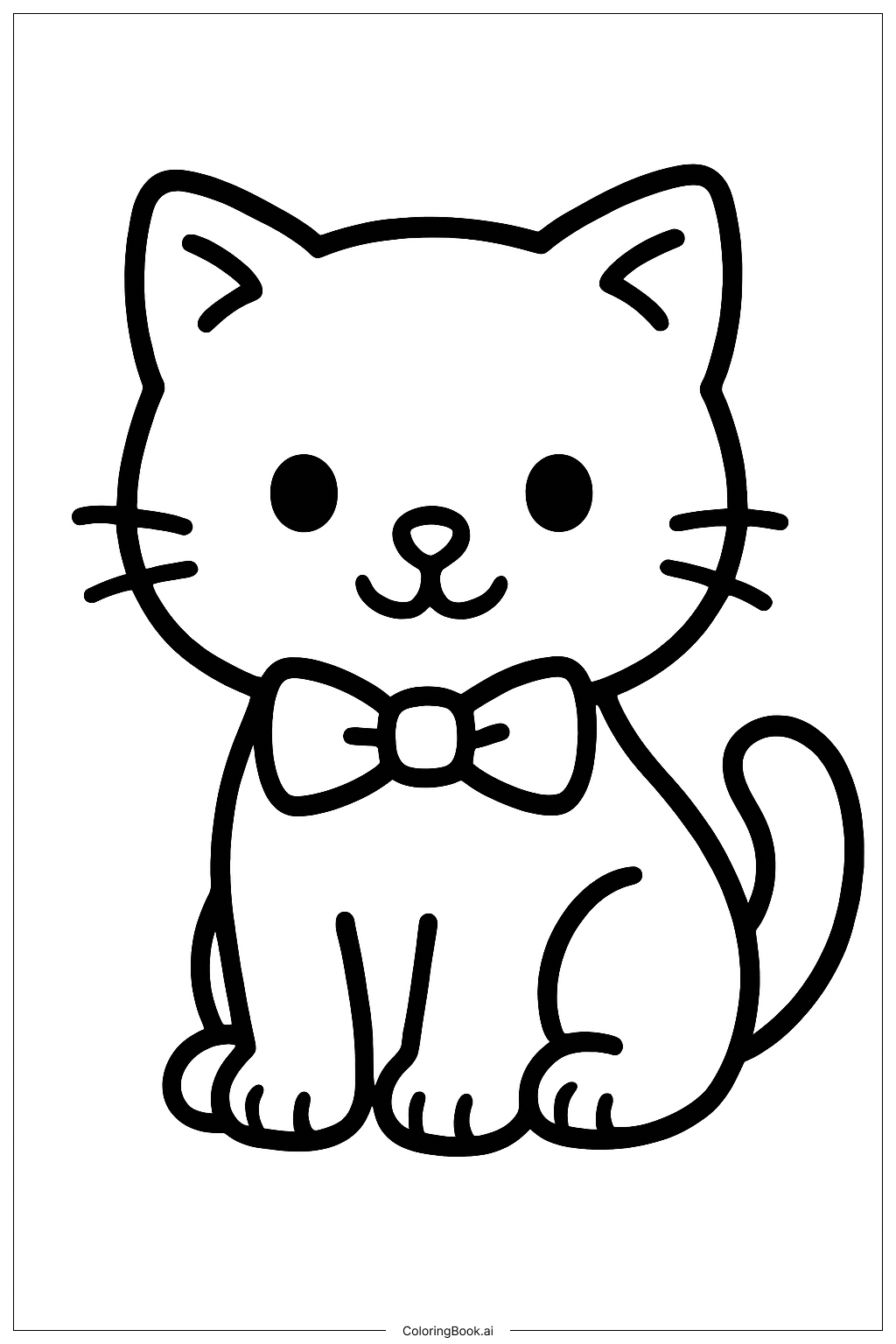  Kitty With Bowtie Coloring Page 