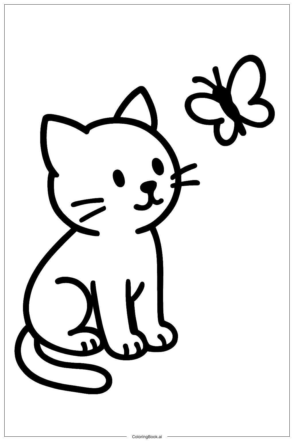  Kitty With Butterfly Coloring Page 