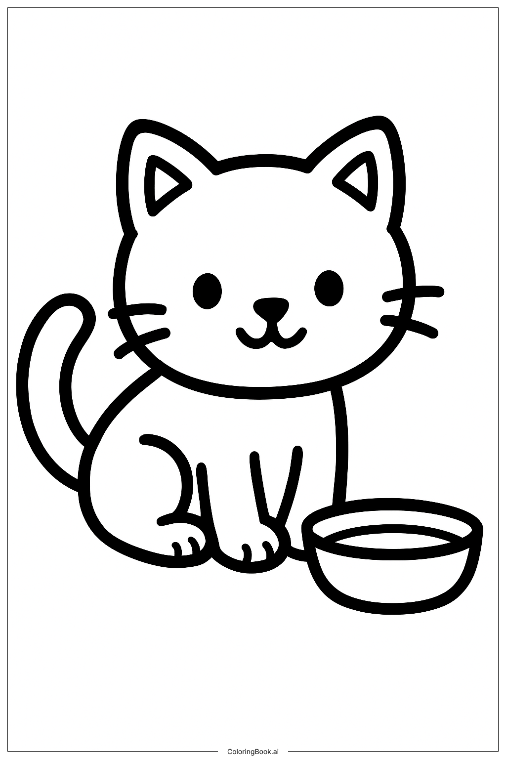  Kitty With Milk Bowl Coloring Page 