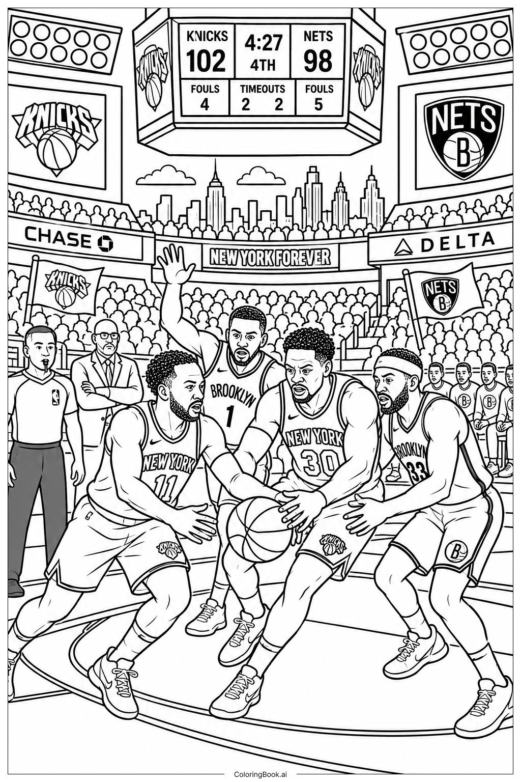  Knicks经典宿敌对决填色页 
