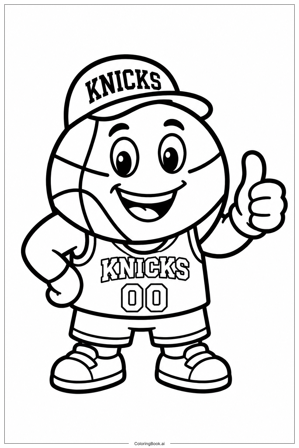  Knicks 吉祥物大笑填色页 