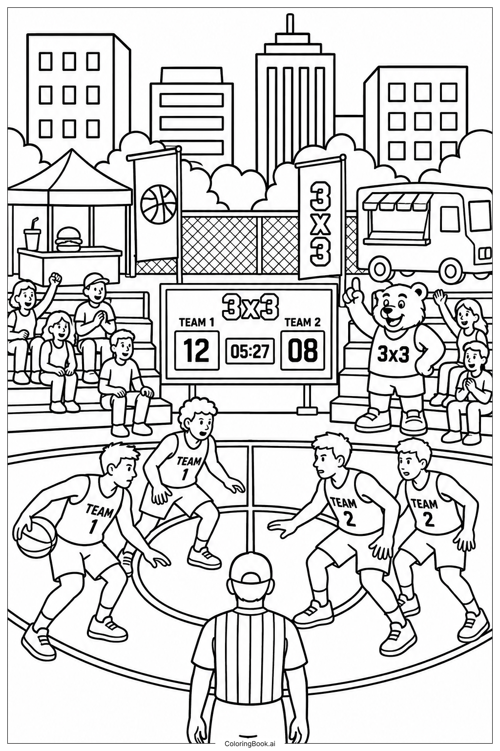  Knicks 街头篮球锦标赛填色页 