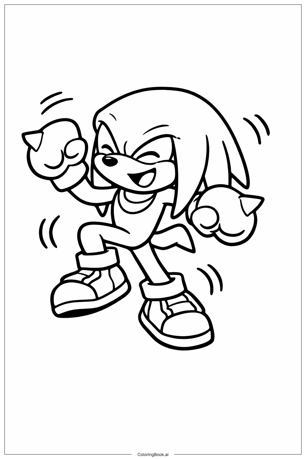  Página para colorir de Knuckles Dançando Alegremente 