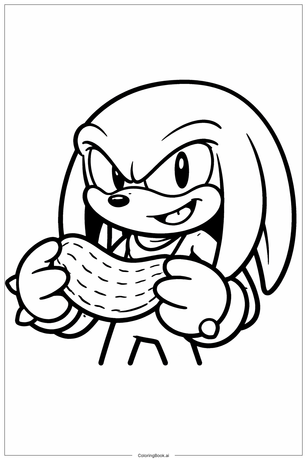 Página para colorir de Knuckles Comendo Lanche 