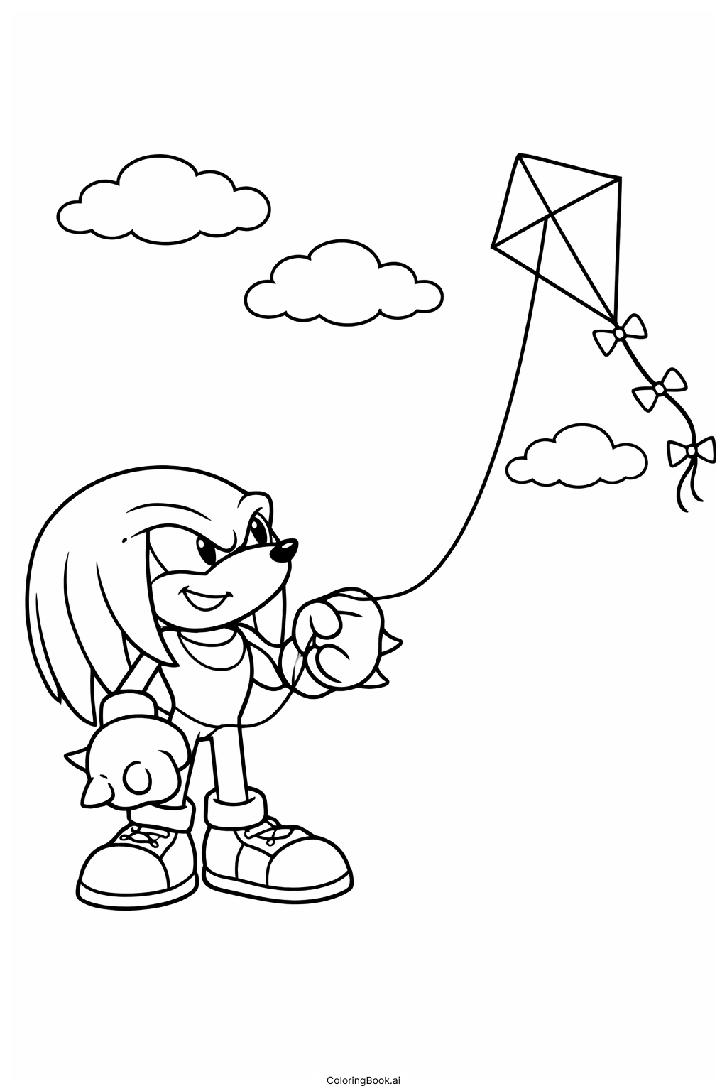  Página para colorir de Knuckles Voando Pipa 