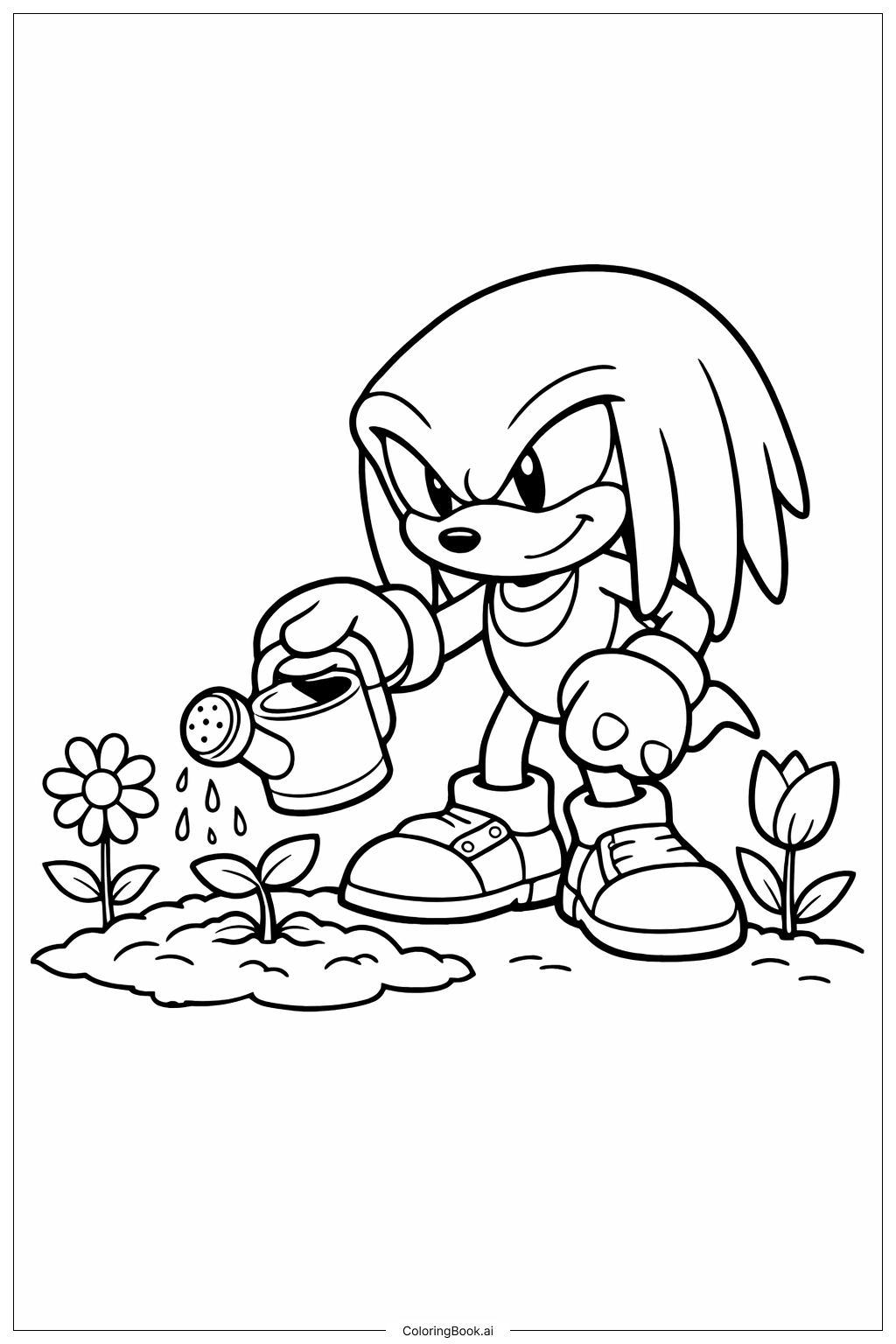  Página para colorir de Knuckles Jardinagem 