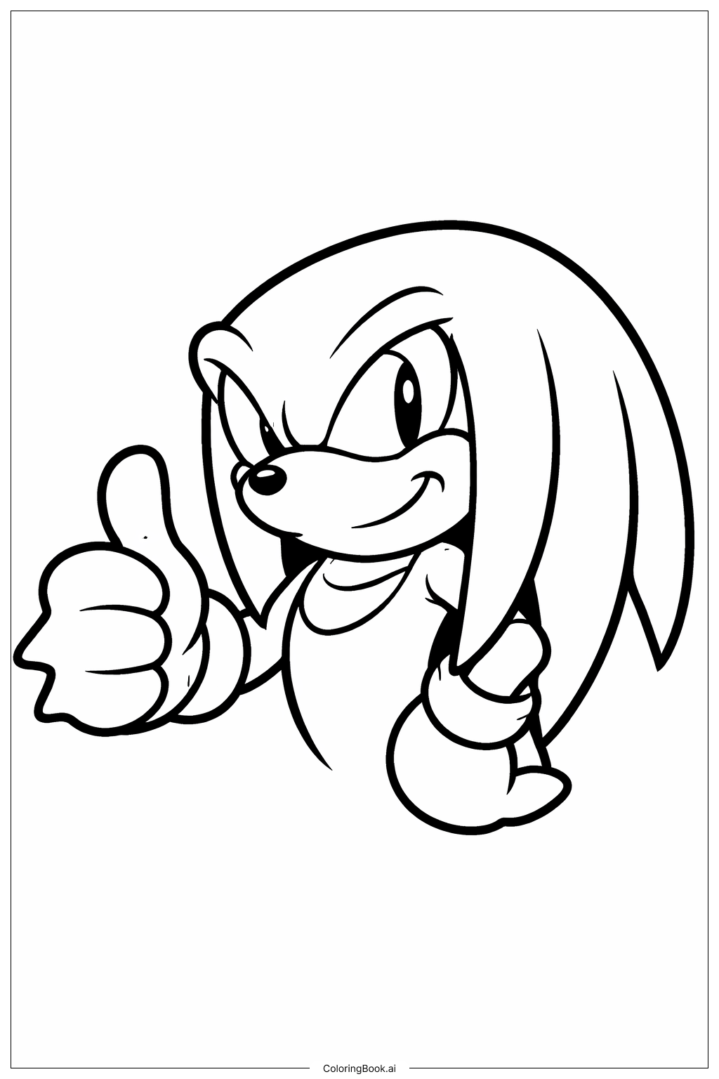 Página para colorir de Knuckles Dando Joinha 