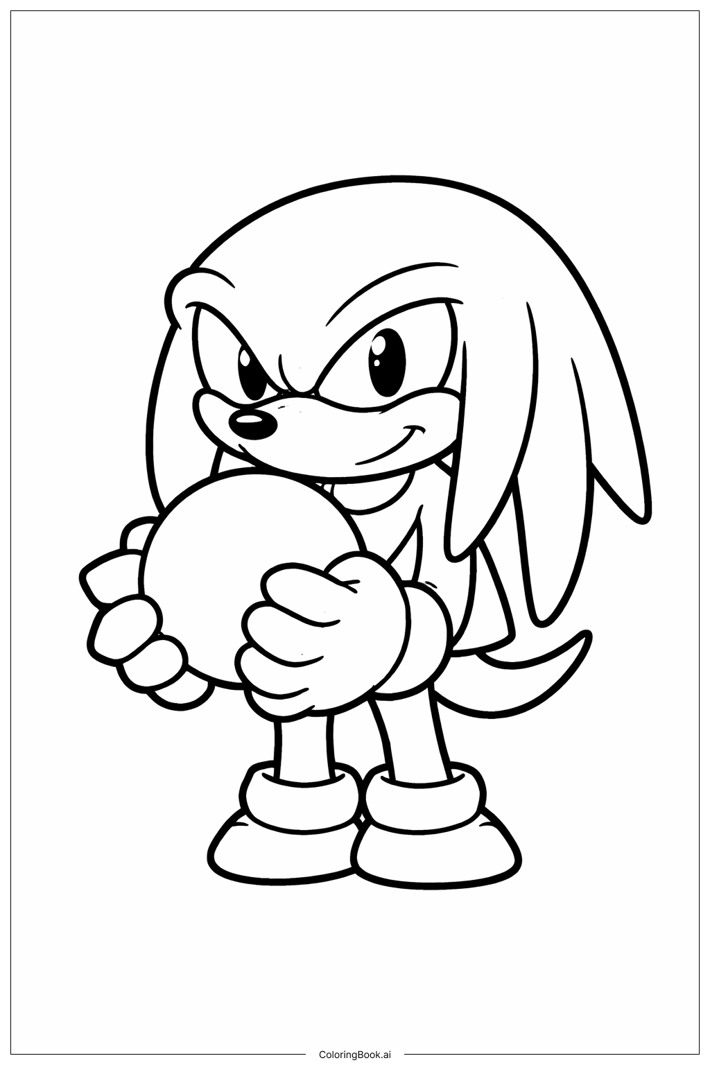  Página para colorir de Knuckles Segurando Bola 