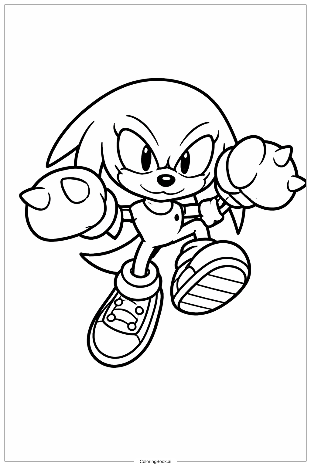  Página para colorir de Knuckles Pulando 