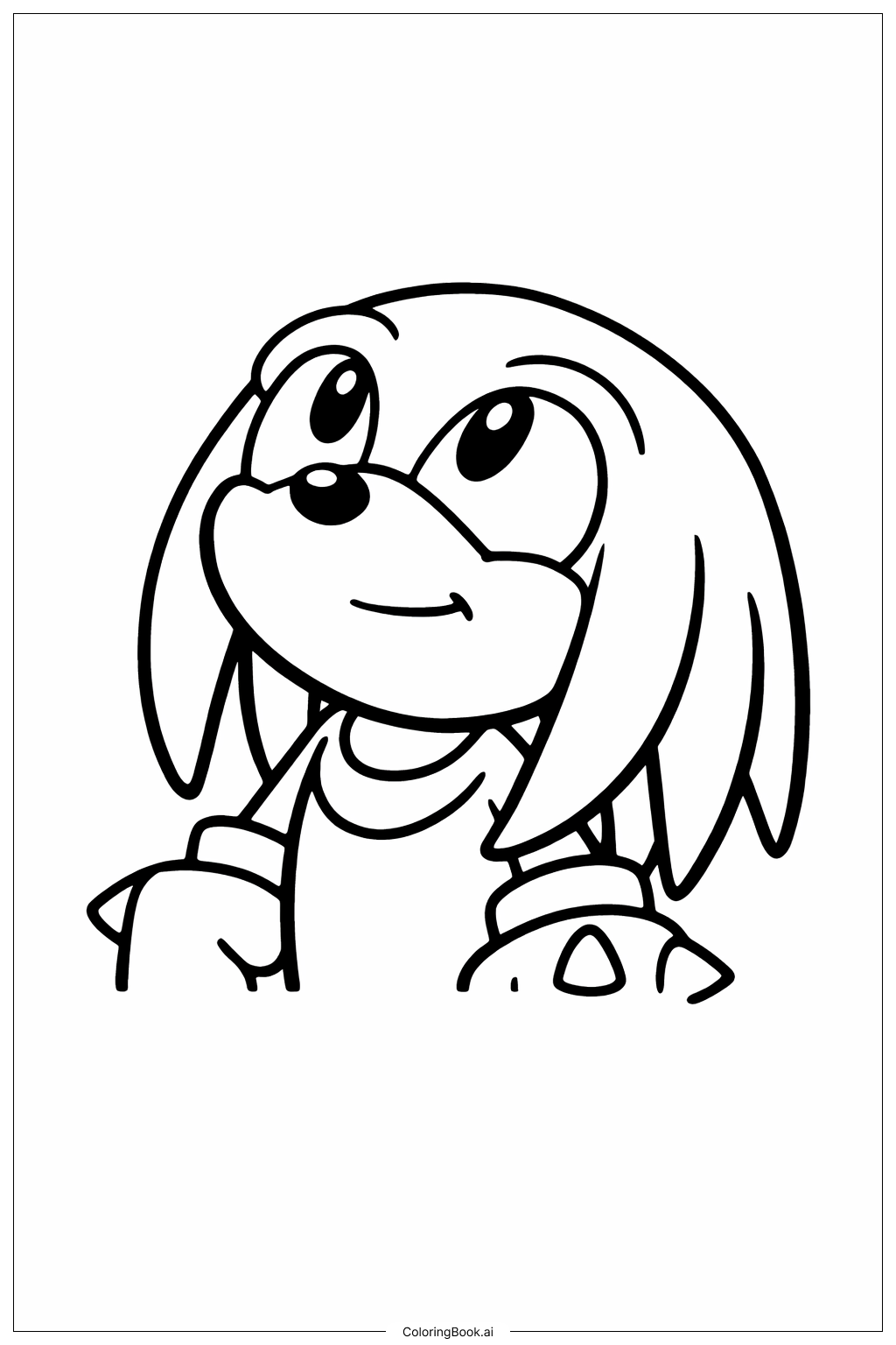  Página para colorir de Knuckles Olhando para Cima 